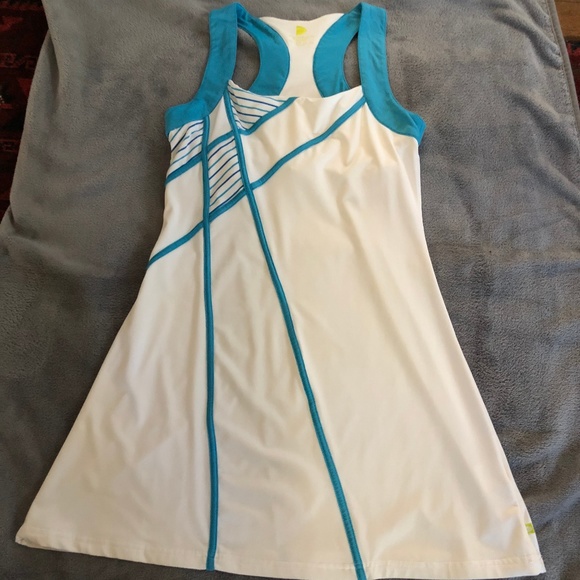 PURE LIME TENNIS DRESS WHITE & TURQUOISE sz S 4/6 - Picture 1 of 8